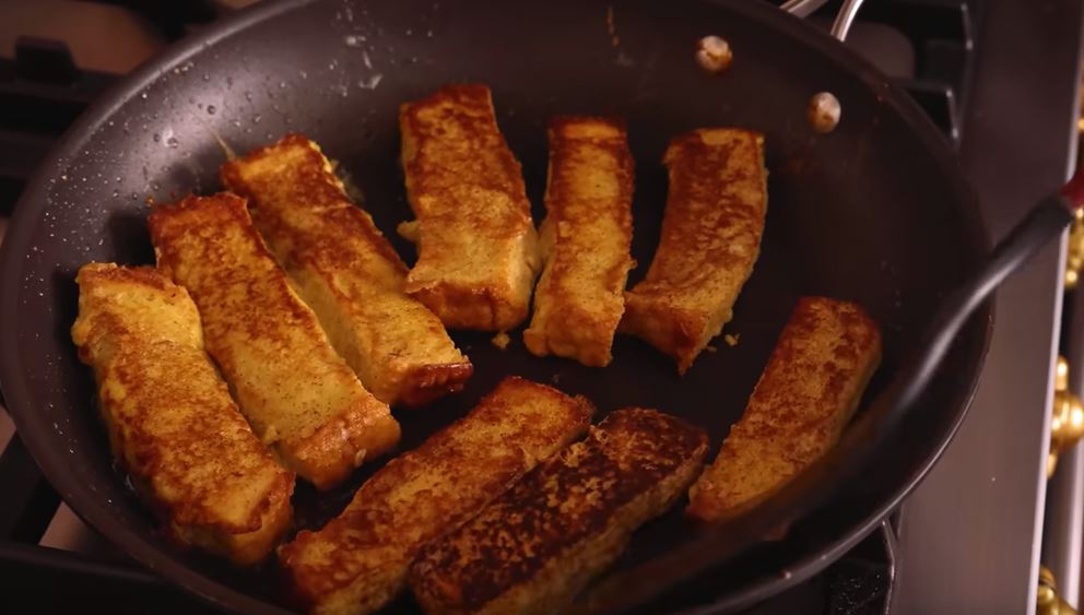 frying bread pieces